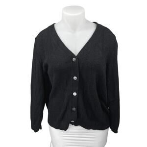 The Drop Women's Black Long Sleeve Button Down Cardigan Sweater Top Size 3X